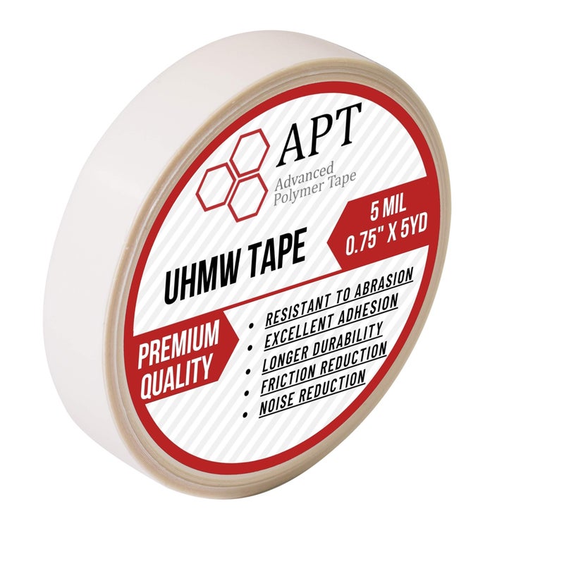 APT Advanced Polymer Tape شريط بولي إيثيلين عالي الوزن الجزيئي (UHMW) مقاوم للاحتكاك والصدمات، لحماية السطح وتقليل الاحتكاك والضوضاء للأسطح المنزلقة. (0.75" x 5 ياردات، 5 ميل UHMW) - Image 1